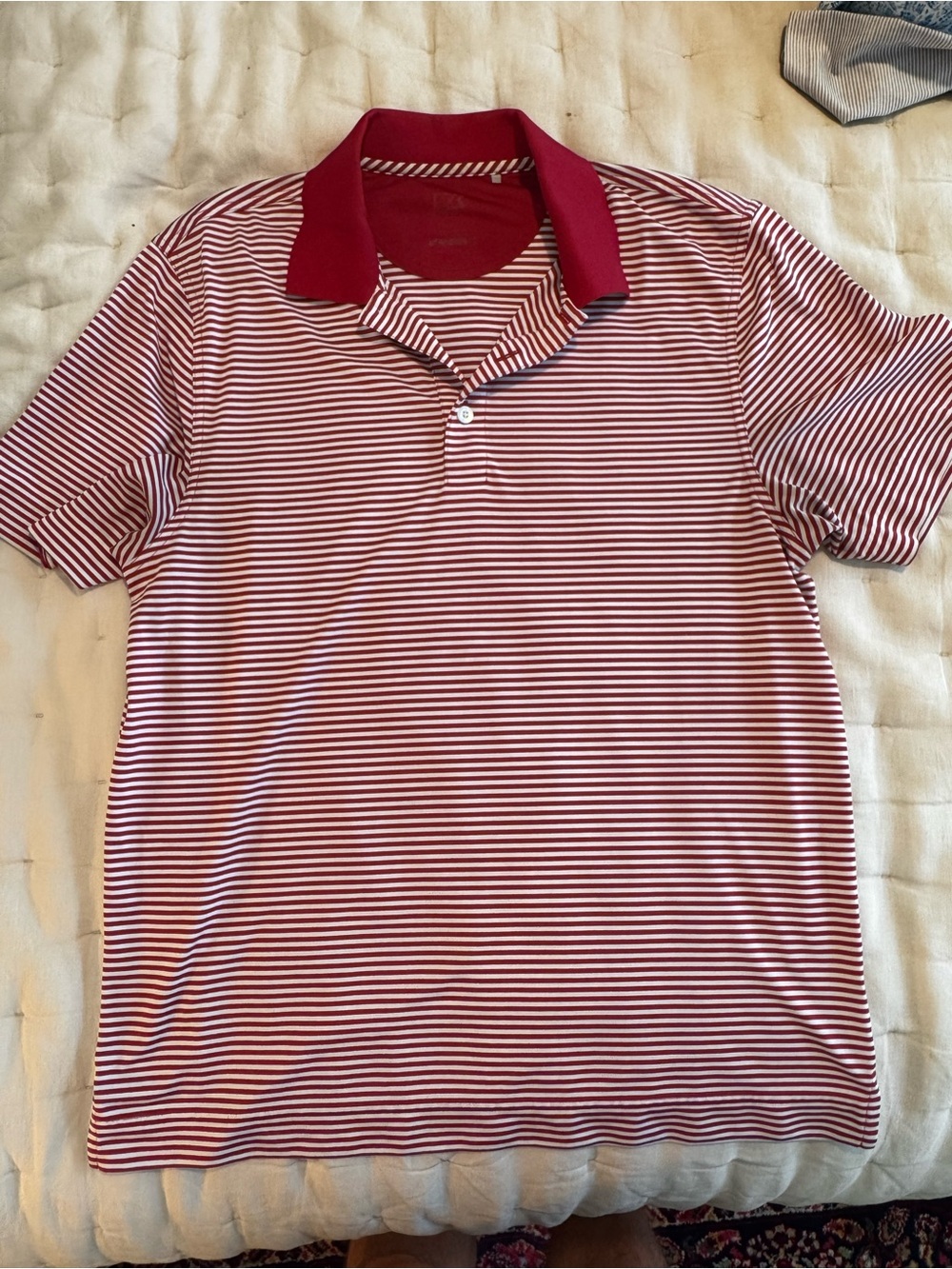 Cutter & Buck Red Polo with White Striped Trim